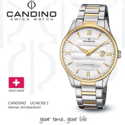 Candino Herren Armbanduhr Classic C4639/1 Edelstahl Quarz silber gold UC4639/1