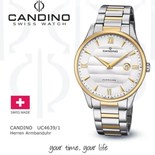 Candino Herren Armbanduhr Classic C4639/1 Edelstahl Quarz silber gold UC4639/1