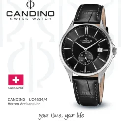 Candino Herren Armbanduhr Classic Timeless C4634/4 Quarz Leder schwarz UC4634/4