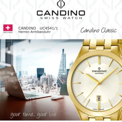 Candino Herren-Armbanduhr Timeless analog Quarz Edelstahl Gelbgold PVD UC4541/1