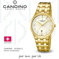 Candino Herren-Armbanduhr Timeless analog Quarz Edelstahl Gelbgold PVD UC4541/1