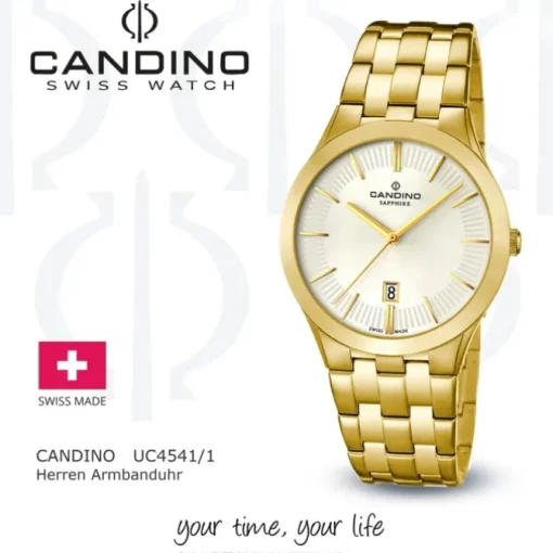 Candino Herren-Armbanduhr Timeless analog Quarz Edelstahl Gelbgold PVD UC4541/1