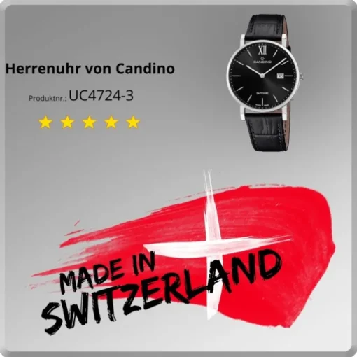 Candino Herrenuhr Classic C4724/3 Armbanduhr Edelstahl schwarz UC4724/3