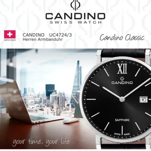 Candino Herrenuhr Classic C4724/3 Armbanduhr Edelstahl schwarz UC4724/3
