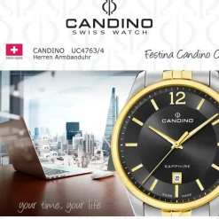 Candino Herrenuhr Edelstahl silber gold Candino Classic Armbanduhr UC4763/4