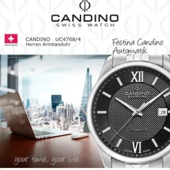 Candino Herrenuhr Edelstahl silber Candino Automatik Armbanduhr UC4768/4