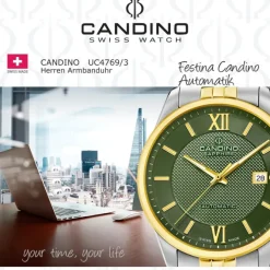 Candino Herrenuhr Edelstahl silber gold Candino Automatik Armbanduhr UC4769/3