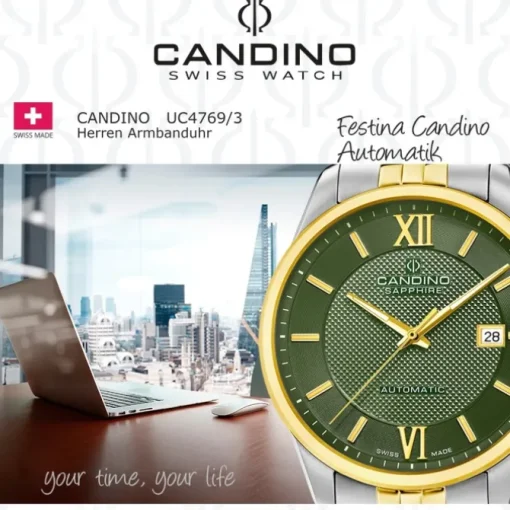 Candino Herrenuhr Edelstahl silber gold Candino Automatik Armbanduhr UC4769/3