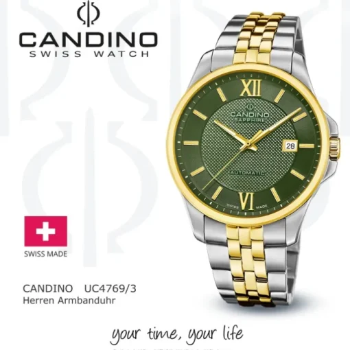 Candino Herrenuhr Edelstahl silber gold Candino Automatik Armbanduhr UC4769/3