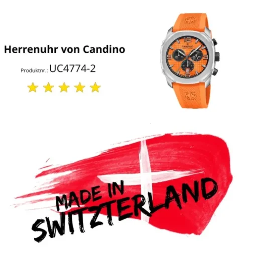 Candino Herrenuhr Kautschuk orange Candino Sport Armbanduhr UC4774/2