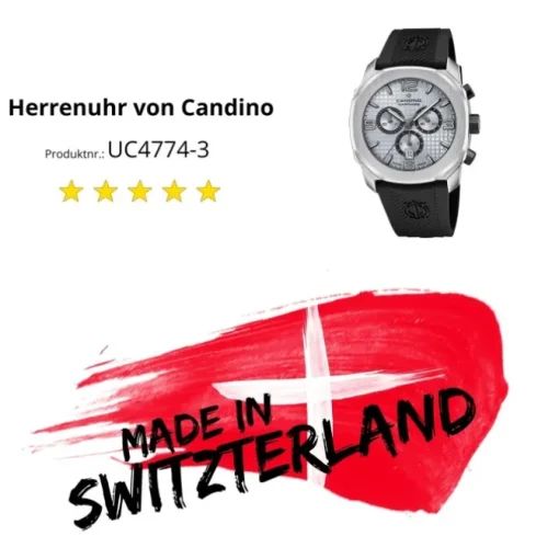 Candino Herrenuhr Kautschuk schwarz Candino Sport Armbanduhr UC4774/3