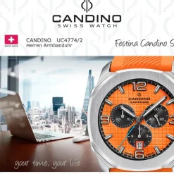 Candino Herrenuhr Kautschuk orange Candino Sport Armbanduhr UC4774/2
