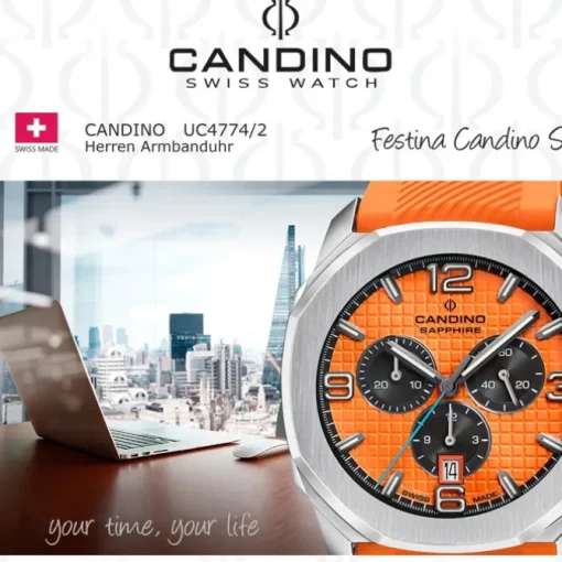 Candino Herrenuhr Kautschuk orange Candino Sport Armbanduhr UC4774/2