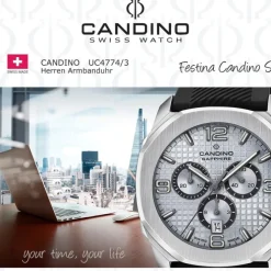 Candino Herrenuhr Kautschuk schwarz Candino Sport Armbanduhr UC4774/3