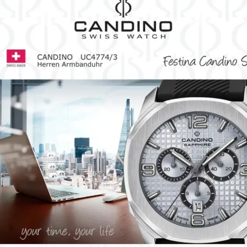 Candino Herrenuhr Kautschuk schwarz Candino Sport Armbanduhr UC4774/3
