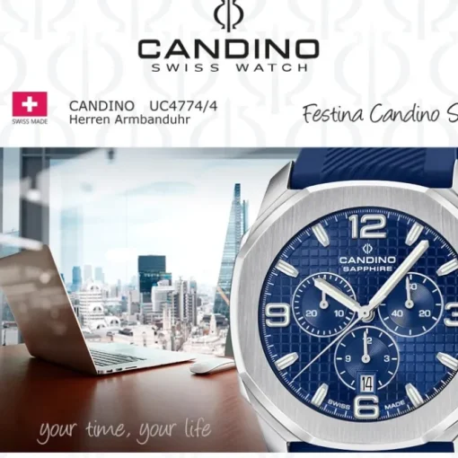 Candino Herrenuhr Kautschuk blau Candino Sport Armbanduhr UC4774/4