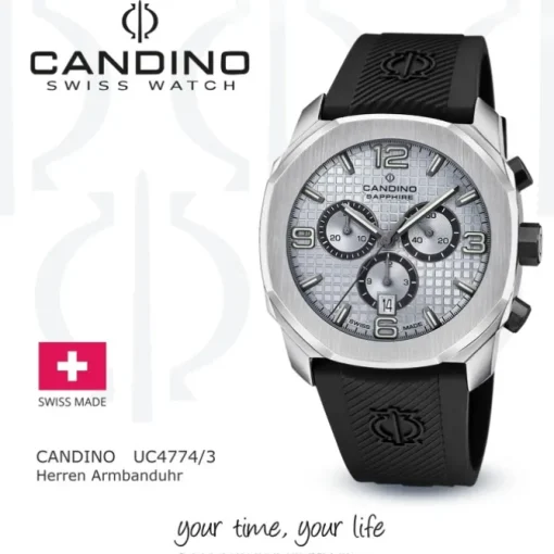 Candino Herrenuhr Kautschuk schwarz Candino Sport Armbanduhr UC4774/3