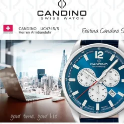 Candino Herrenuhr Leder blau Candino Sport Armbanduhr UC4745/5