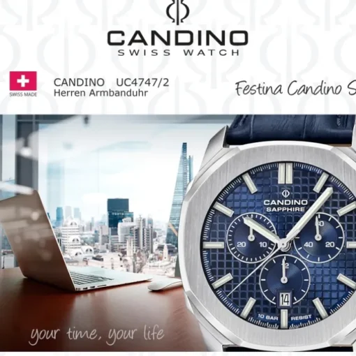 Candino Herrenuhr Leder blau Candino Sport Armbanduhr UC4747/2