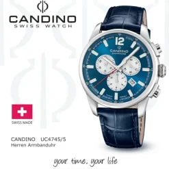 Candino Herrenuhr Leder blau Candino Sport Armbanduhr UC4745/5