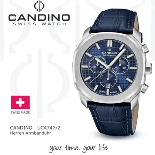 Candino Herrenuhr Leder blau Candino Sport Armbanduhr UC4747/2