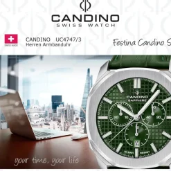 Candino Herrenuhr Leder grün Candino Sport Armbanduhr UC4747/3