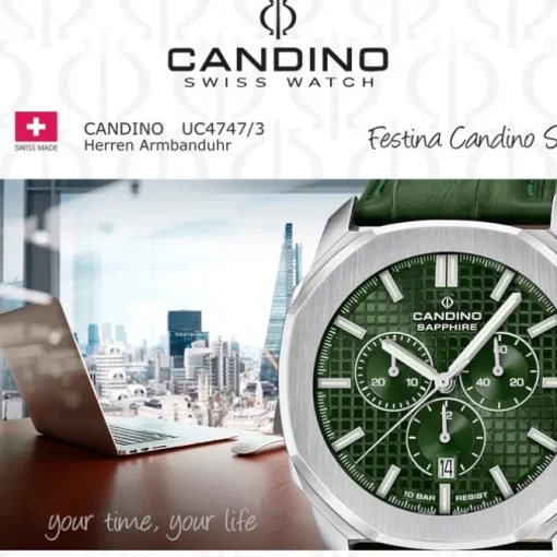 Candino Herrenuhr Leder grün Candino Sport Armbanduhr UC4747/3