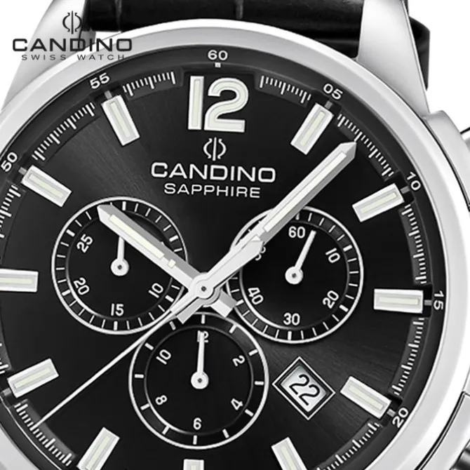 Candino Herrenuhr Leder schwarz Candino Sport Armbanduhr UC4745/6