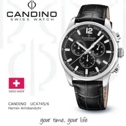 Candino Herrenuhr Leder schwarz Candino Sport Armbanduhr UC4745/6
