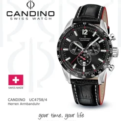 Candino Herrenuhr Leder schwarz Candino Sport Armbanduhr UC4758/4