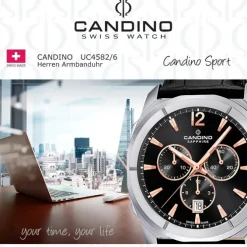 Candino Herrenuhr Sport C4582/6 Armbanduhr Edelstahl schwarz UC4582/6