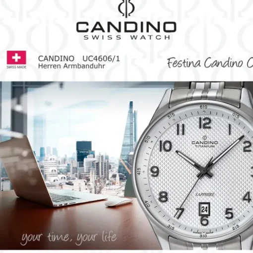 Candino Herrenuhr Titan grau Candino Classic Armbanduhr UC4606/1