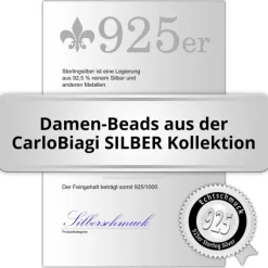 Carlo Biagi 43cm Karabiner Bead Halskette 925 BNLEX43