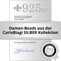 Carlo Biagi 21cm Karabiner Bead Armband Silber mit Extra Clip 925 BRLEX21