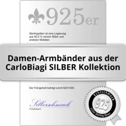 Carlo Biagi 22cm Karabiner Bead Armband Silber mit Silberclip BRLS22