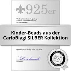 Carlo Biagi Kidz Bead Lok Silber Beads für Armband KSB01