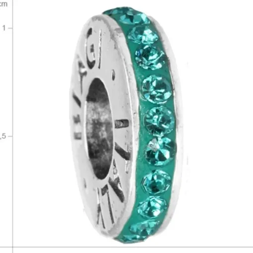 Carlo Biagi Zirkonia Bead Kristall Rondell aqua Europ Beads BBCRD01AQ