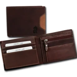DrachenLeder braun Echtleder Portemonnaie Brieftasche Herren OPT001N