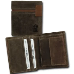 DrachenLeder braun Echtleder Portemonnaie Brieftasche Herren OPT084N