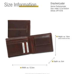 DrachenLeder braun Echtleder Portemonnaie Brieftasche Herren OPT101N