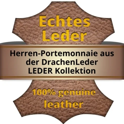 DrachenLeder braun Echtleder Portemonnaie Brieftasche Herren OPT021N