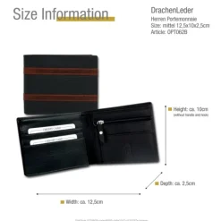 DrachenLeder dunkelblau Nappa-Leder Portemonnaie Brieftasche Herren OPT062B