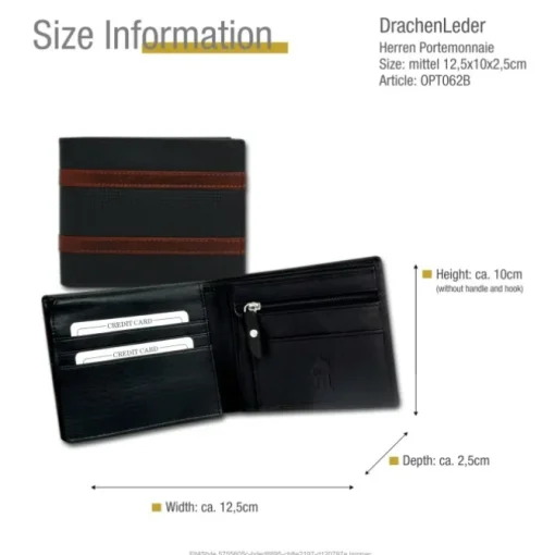 DrachenLeder dunkelblau Nappa-Leder Portemonnaie Brieftasche Herren OPT062B