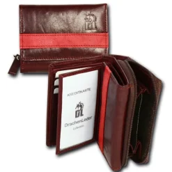 DrachenLeder dunkelrot, rot Leder Portemonnaie Brieftasche OPZ100V