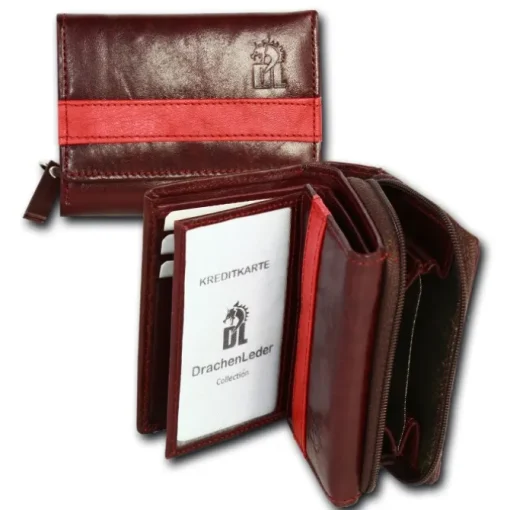 DrachenLeder dunkelrot, rot Leder Portemonnaie Brieftasche OPZ100V