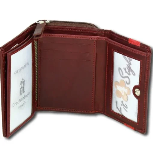 DrachenLeder dunkelrot, rot Leder Portemonnaie Brieftasche OPZ100V