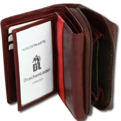 DrachenLeder dunkelrot, rot Leder Portemonnaie Brieftasche OPZ100V