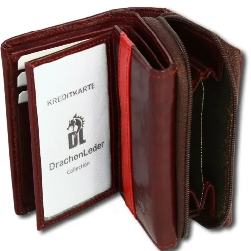 DrachenLeder dunkelrot, rot Leder Portemonnaie Brieftasche OPZ100V