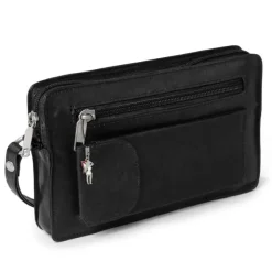 DrachenLeder Handgelenktasche Herren schwarz Echtleder Herrenhandtasche OTJ502S