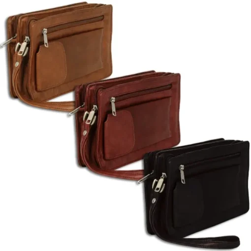 DrachenLeder Handgelenktasche Leder schwarz Herrentasche Smartphonefach OTJ512S